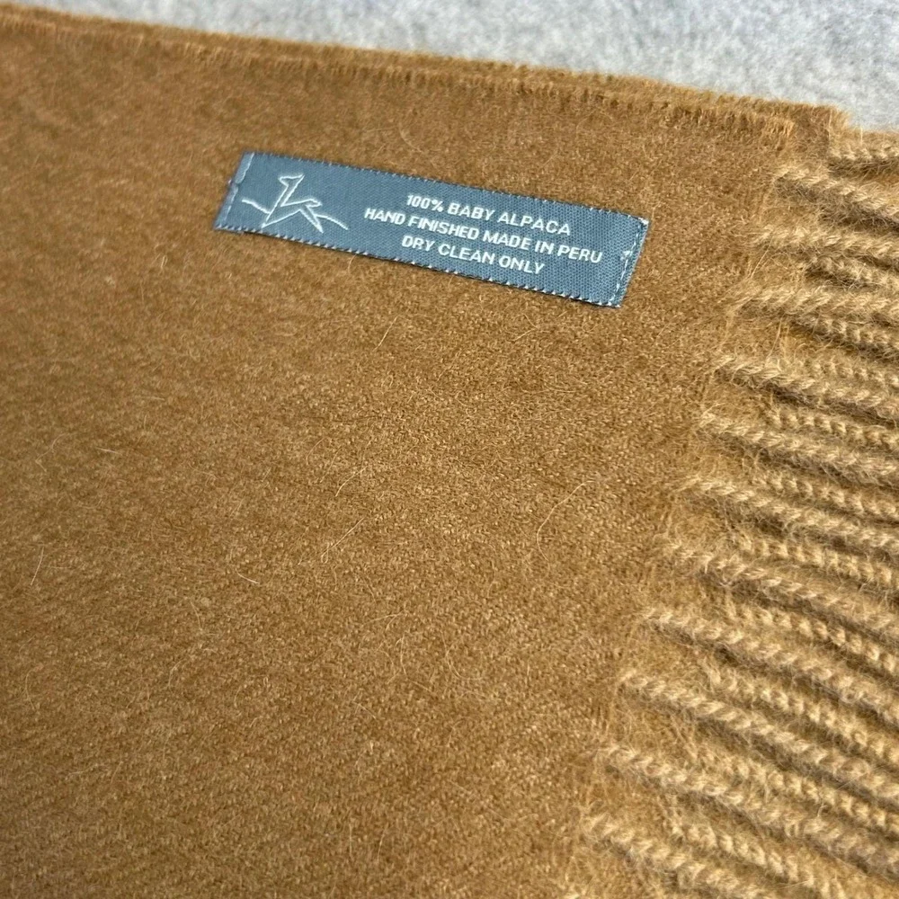 Peruvian Soul 100% Baby Alpaca Scarf‎ Wrap Shawl Handcrafted Made Peru Camel Tan